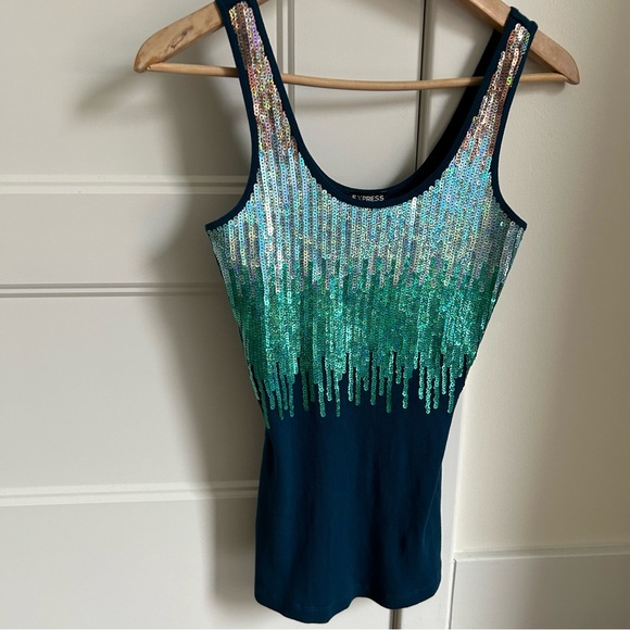 NWOT Gorgeous Sequin Express Tank Top - Picture 1 of 4